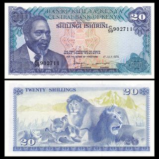 Kenya 20 Shillings,  1978,  P - 17,  Banknote,  Unc