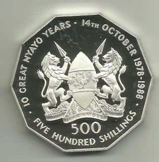Kenya 500 Shillings 1988 Silber Km 24 Proof Unc