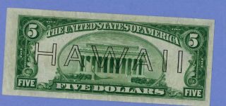 1934 A $5 Federal Reserve Note,  WW II Hawaii,  Brown Seal EMERGENCY PAPER MONEY 2