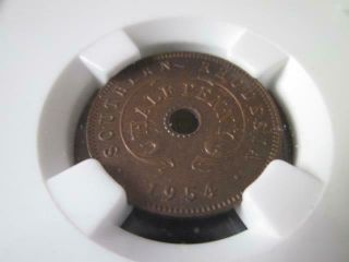 Southern Rhodesia 1/2 Penny 1954 Ngc Ms 63 Bn
