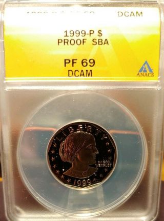 1999 - P Susan B.  Anthony Proof Dollar (pr69 Dcam) Anacs