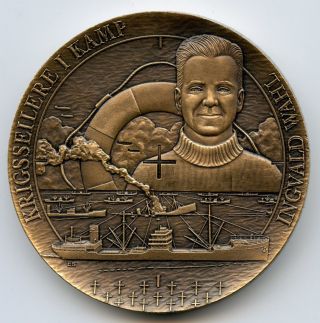 Norway Wwii Bronze Hisorical Medal Ingwald Wahl – Norwegian Marine Hero