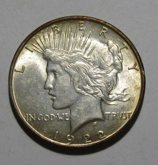 1922 D Peace Dollar - Bu / Toning - 3su