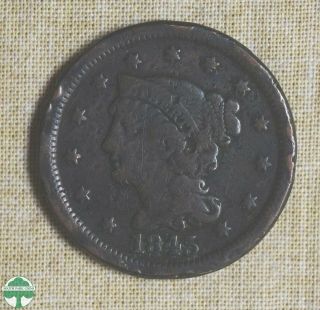 1845 Braided Hair Large Cent - Good Details
