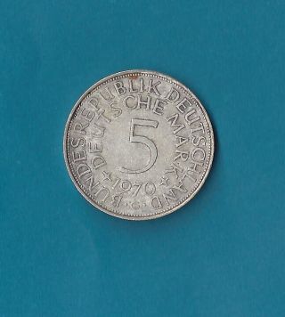 Germany,  Federal Republic - 5 Mark - 1970 G - Km 112.  1 - 0.  6250 Silver