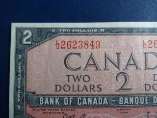 1954 Canada 2 Dollar Bank Note - Beattie/Raminsky - LU2623849 - EF - AU Cond.  18 - 221 2