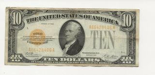1928 - Ten Dollar ($10.  00) - Gold Certificate - Serial A66428406 A - " Extra Fine "