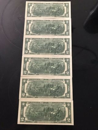 2 Dollar Bills With Low Serial Number,  Star bills,  6 total. 2