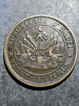 1863 H Haiti 20 Centimes Coin Heaton