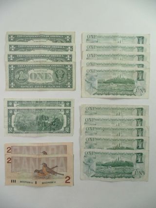 18 Bills 1973 1986 Canada 2003 2006 USA $2 $1 Bank Note Canadian Dollar America 2