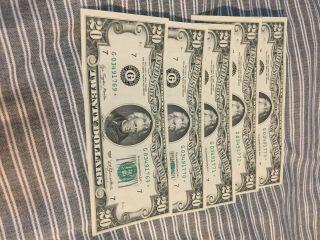 1977 $20 Dollar Bill Star Note Uncirculated Five Consecutive Serial Number