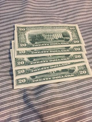 1977 $20 dollar bill star note uncirculated five consecutive serial number 2