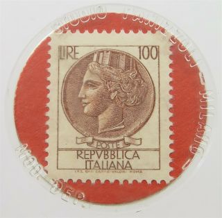 Italy 100 Lire Pensione Miramonti Encased Postage Stamp T86 201