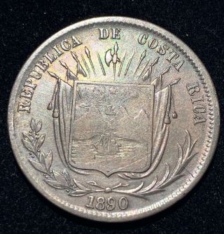 Costa Rica 1890 50 Centavos (toned)
