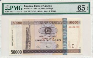 Bank Of Uganda Uganda 50,  000 Shilligs 2008 Pmg 65epq