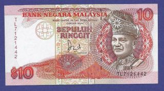 Gem Uncirculated 10 Ringgit 1989 Banknote From Malaysia