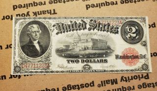 Series 1917 $2 Legal Tender Two Dollar Bill Red Seal Large Size Currency