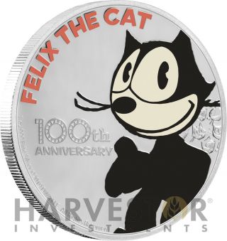 2019 Felix The Cat - 100th Anniversary 1 Oz.  Silver Coin - With Ogp/coa