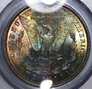 1886 - P Morgan Dollar PCGS MS63 CAC Lustrous Rainbow Toned Blue/Red/Gold Colorful 2