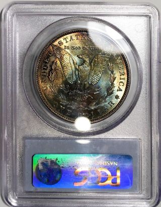1886 - P Morgan Dollar PCGS MS63 CAC Lustrous Rainbow Toned Blue/Red/Gold Colorful 4