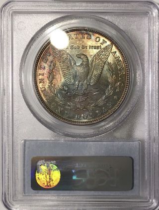 1886 - P Morgan Dollar PCGS MS63 CAC Lustrous Rainbow Toned Blue/Red/Gold Colorful 6