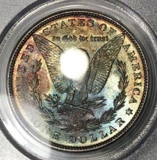 1886 - P Morgan Dollar PCGS MS63 CAC Lustrous Rainbow Toned Blue/Red/Gold Colorful 8
