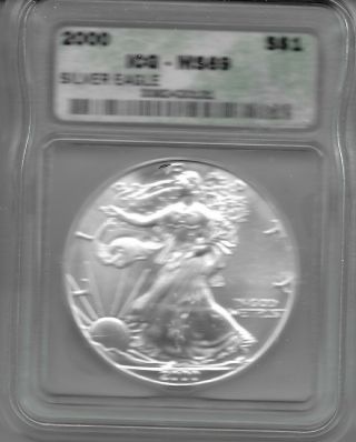 2000 Icg Ms69 Silver American Eagle Dollar