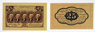 U.  S.  Fractional Currency 1st Iss.  25 Cents Fr 1282 F&b Trimmed Margin Proof Pair
