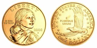 2008 P&d Sacagawea Native American Indian One Dollars Coins U.  S.  Money