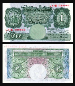 Great Britain 1 £ Pound 1949 - 55 Au - Unc Banknote Km 369b