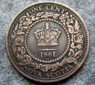 Canada Nova Scotia Queen Victoria 1861 One Cent