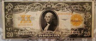 1922 U.  S.  $20.  00 Dollar Gold Certificate Speelman/white