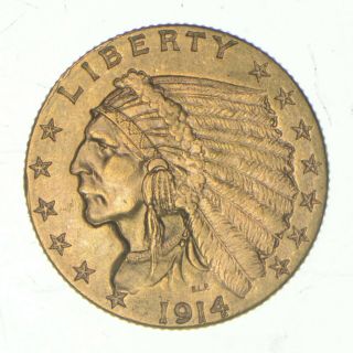 Fresh Unc Bu - 1914 - D $2.  50 Indian Us Gold Coin Quarter Eagle 897