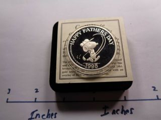 Snoopy Golfing Charlie Brown Linus Peanuts 1998 Fathers Day 999 Silver Coin