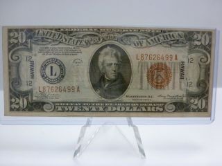 1934 - A $20 Hawaii Ww2 Emergency Currency Fr 2305 - L87626499a