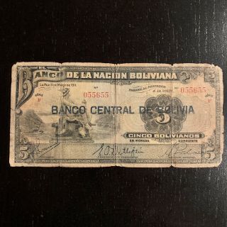 Bolivia Banknote - 5 Bolivianos - 1911 -
