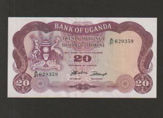 Uganda,  20 Shillings Banknote,  (1966),  Choice Extra Fine,  Cat 3 - A