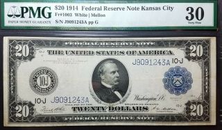 Fr 1003 1914 $20 Federal Reserve Note Kansas City Vf30