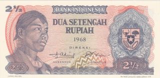 2 1/2 Rupiah Unc Banknote From Indonesia 1968 Pick - 103