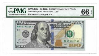 2013 $100 York Frn,  Pmg Gem Uncirculated 66 Epq Banknote