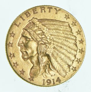 1914 - D Indian Head $2.  50 Gold Quarter Eagle - Us Gold Coin 086