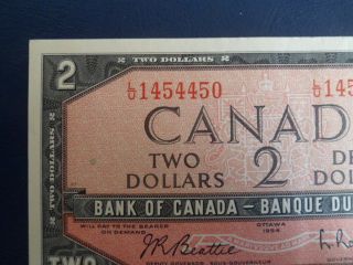 1954 Canada 2 Dollar Bank Note - Beattie/Raminsky - LU1454450 - EF - AU Cond.  18 - 172 2