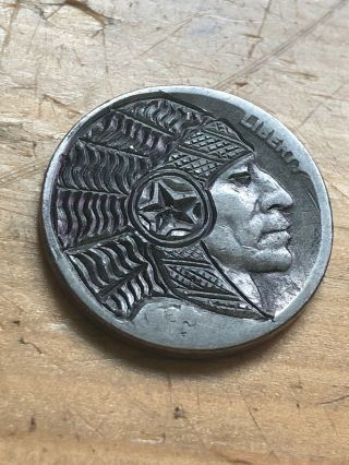 Real Hobo Nickel Coin Chief Snake Eyes Headdress Feathers