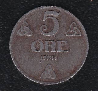 Norway 5 Ore 1918 Iron