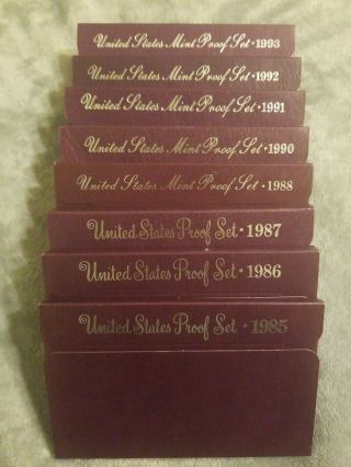 1985 - 1993 S Proof Set United States Us Government Packaging Box