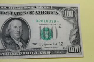 $100 Dollar Federal Reserve Star Note San Francisco L,  Small Head 1977