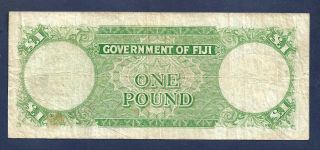 [AN] QEII Goverment of Fiji 1 Pound 1965 P53g Fine, 2