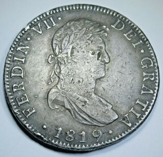1819 Spanish Silver 8 Reales Eight Real Old Antique Colonial Pillar Dollar Coin