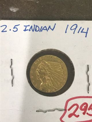 1914 Indian Head Gold $2.  50 Quarter Eagle.  Sharp Details, . 2