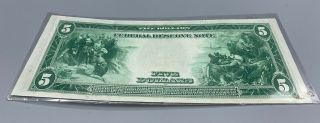 LARGE 1914 $5 DOLLAR BILL FEDERAL RESERVE NOTE BIG FRN PAPER MONEY - EXCEPTIONAL 3